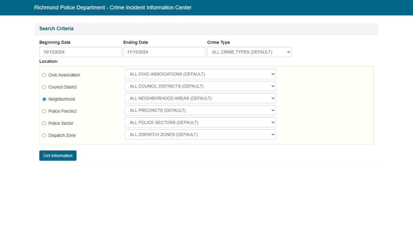 Crime Info - Richmond Police Department